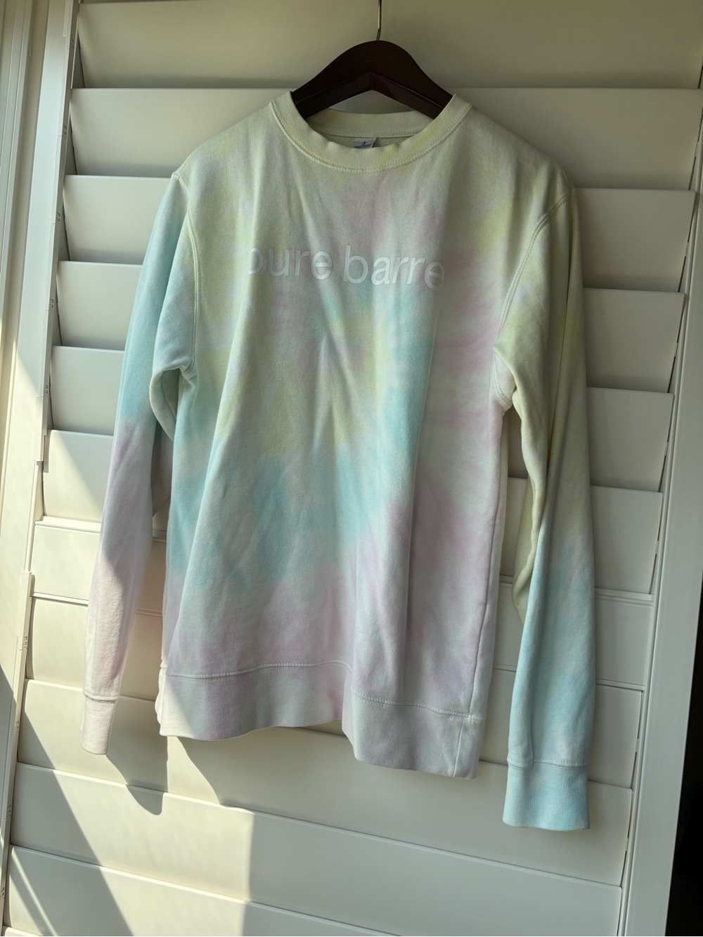 Pure Barre Pastel Tie-Dye Crewneck Sweatshirt - Light Blue, Pink, Yellow, Cream